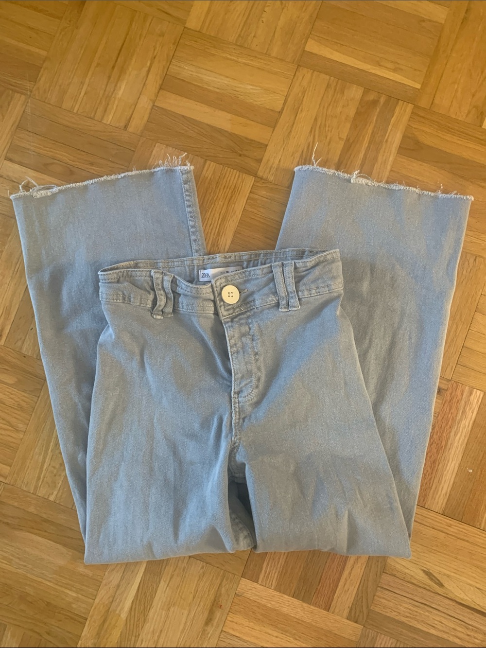 Zara EUC! Wide Leg Jeans Grayish w/ Sailor Pockets - Girls Size 10
